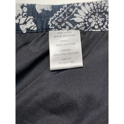 Coldwater Creek Black Abstract Flowy Cotton Maxi Skirt Sz L Cottagecore Prairie