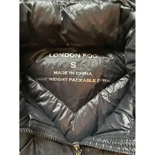 London Fog Black Quilted Puffer hooded Jacket Winter Coat Warm Outerwear S