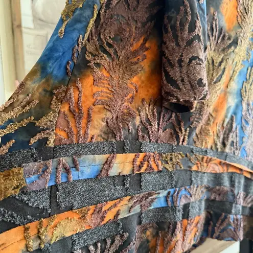 Kamana Open Front Jacket XL Multicolor Boho Artwear Cardigan Watercolor Abstract Brown