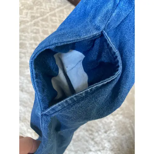 Erika Vintage Denim Maxi Dress Floral Embroidery Cottagecore V Neck Prairie Boho