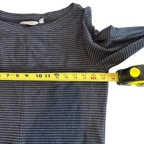 Athleta  Striped Long Sleeve Tunic Dress Small Gray / White Nylon Blend