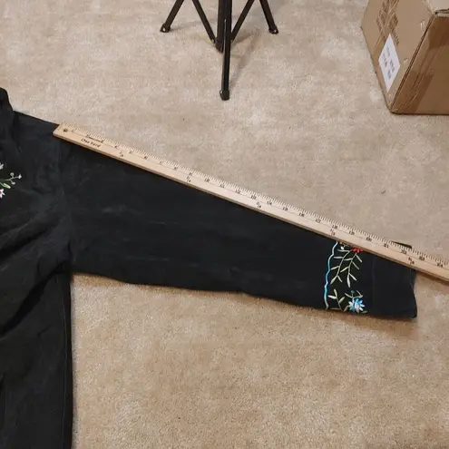 Avanti Size 1X Genuine Leather Embroidered Black Vintage Suede Floral Jacket