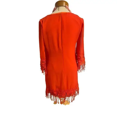 Jodi Kristopher  red orange size small dress lace fringe