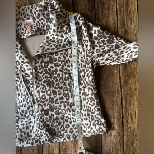 🐆 Willow & Root Leopard Print Moto jacket Womens size small 🐆 Brown