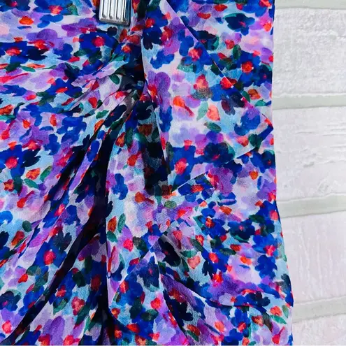 Veronica Beard Spencer Silk Side Ruched Abstract Floral Pencil Skirt Size 16