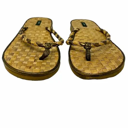 JCREW Woven Braided Bamboo Summer FLIP FLOPS Sandals Shoes ~ Women's 9 Brown