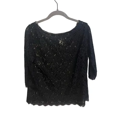 Anthropologie Weston Wear Black Sheer Lace Top 3/4 Sleeve Small Whimsigoth