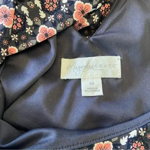 Magnolia‎ Grace Dress Gray Pink Floral Sleeveless Size Medium