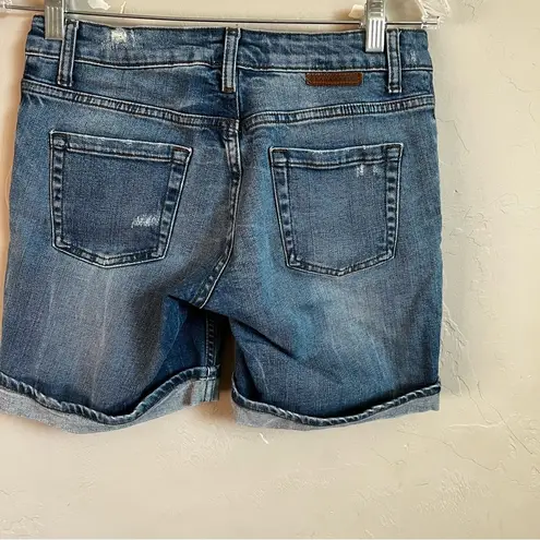 ZARA  Distressed Cuffed Long Line Denim Shorts