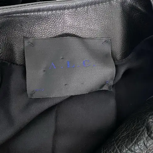 ALC Frank A.L.C. Black Leather Asymmetrical Zip Jacket Leonardo