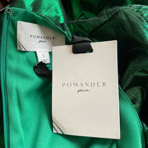 Pomander Place Emerald Crinkle Lurex Lillith Dress Maxi Green Size Small NEW