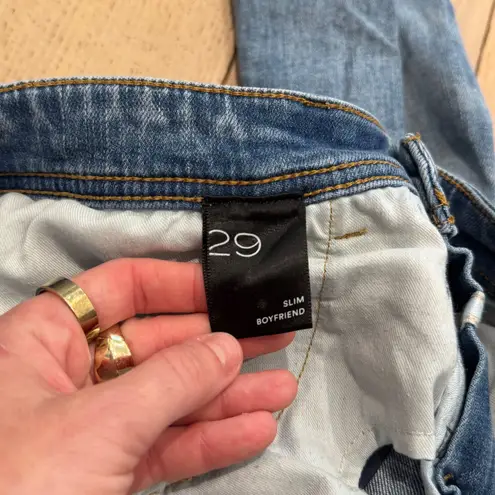 Pilcro Anthropologie Slim Boyfriend Jeans Blue Wash Embellished Side Stripe