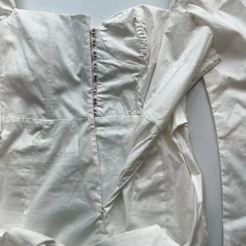 Nat & Liv Regina Dress White Size Medium Corset Long Sleeve Mini Dress