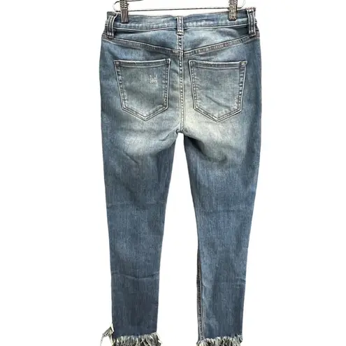 Free People  Jeans Womens 26 Blue Great Heights Frayed Skinny Distressed Stretch