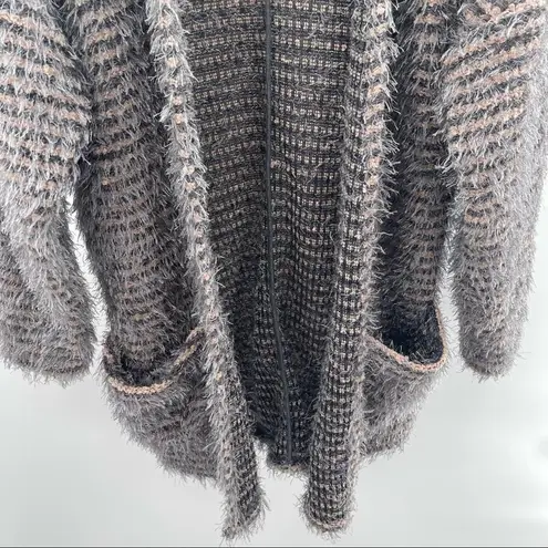 ASTARS Cupcakes Cardigan Blush Pink Gray Stripe Eyelash Pockets Long Size Small