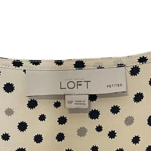 Ann Taylor LOFT Petites Sleeveless Top Size MP Light Yellow Black Gray Splotches