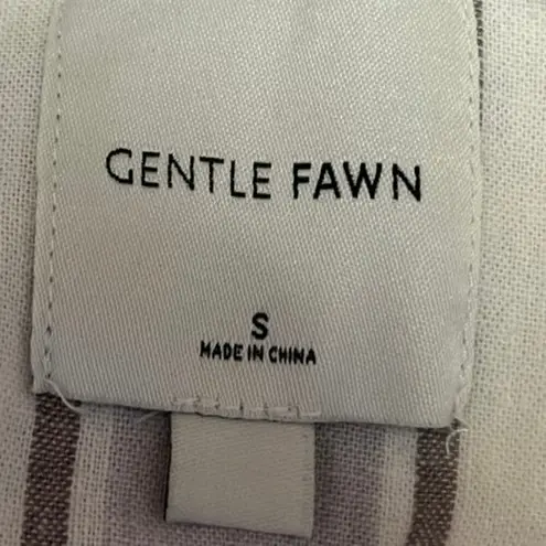 Gentle Fawn Gray White Linen Striped Pinstriped One Button Blazer Coat Jacket S