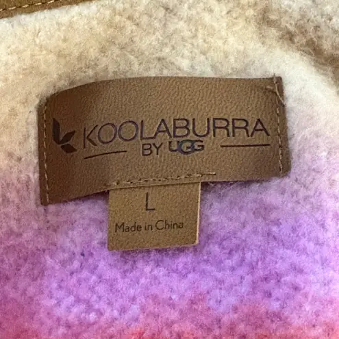 Koolaburra by UGG Fuzzy Vest L Hooded Sleeveless Orange Purple Brown Cozy Soft Size L