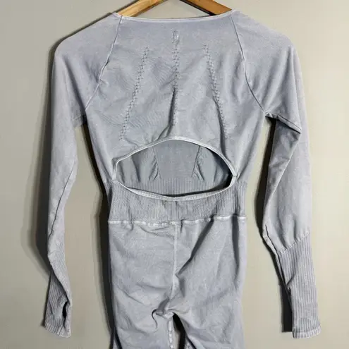 FP Movement Free People Good Karma Long Sleeve Jumpsuit Women's M/L Ice Gray NWT Size undefined