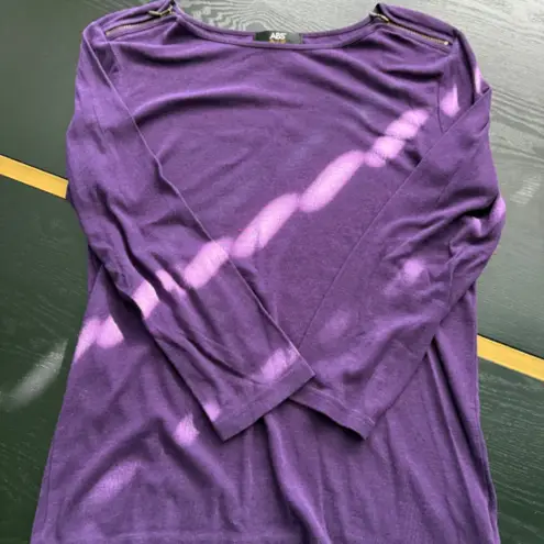 ABS Allen Schwartz Long Sleeve Tunic w/Zipper at Shoulders Size Large Purple EUC