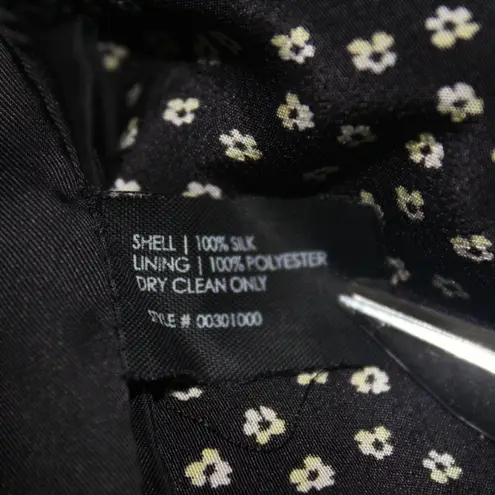 Club Monaco Tiny Flowers Silk Mini Pleated Skirt 4 Black Cream Floral Pockets