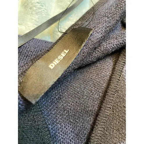 Diesel Womens Black Blue Plaid Knit Wrap Maxi Dress Long Sleeve