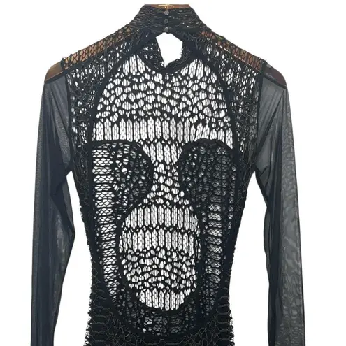 God Save Queens Violet Mesh Dress Women’s Size Medium Black Open Back Midi