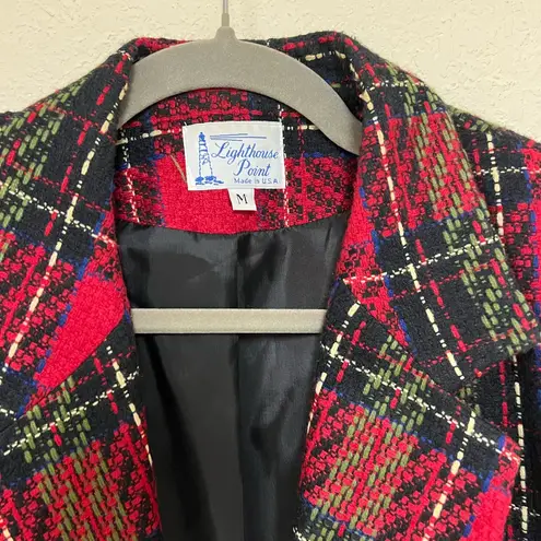 Plaid Red and Black Women's Blazer made in USA Size M