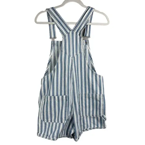 American Eagle  High Waisted Tomboy Shortall Bibs Blue & White Stripes Size Small