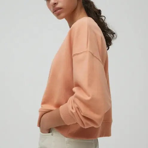 NWT Pull&Bear Crew Neck Sweatshirt Organic Cotton Orange Size M