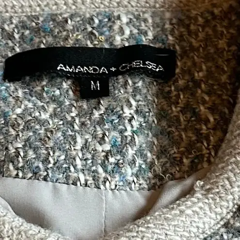 Amanda & Chelsea Wool Blend Button Down Blazer Jacket Tweed Classic Size Medium