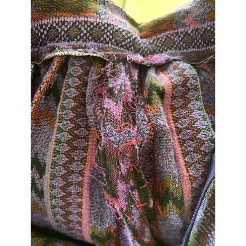 Handmade Vintage Woven Skirt & Matching Sash/Wrap Set – Purple Chevron Pattern