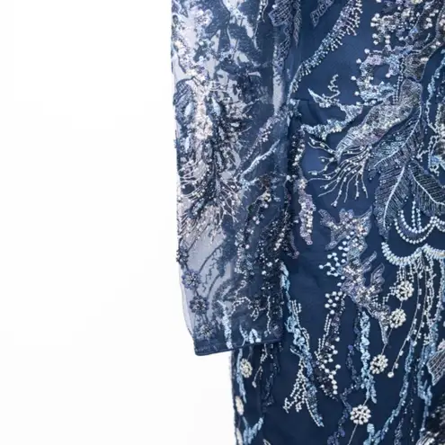 Dress the Population | New! Elegant Navy Sophia Dress with Embroidered Sequins