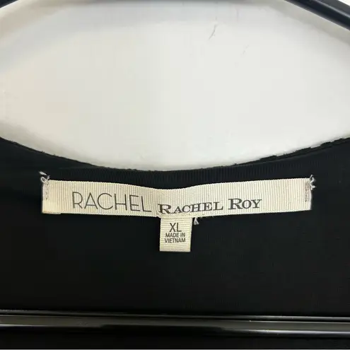 Rachel Roy Black Burnout Floral Long Sleeve Zipper Tulip Sheath Dress Size XL