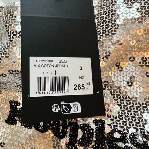 The Kooples Silver sequined t-shirt, Size Large NWT short sleeve crew neck