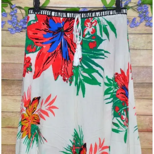 Flying Tomato  Floral Pull On A-Line Maxi Skirt Size M Tie Hawaiian Print Casual - Image 3