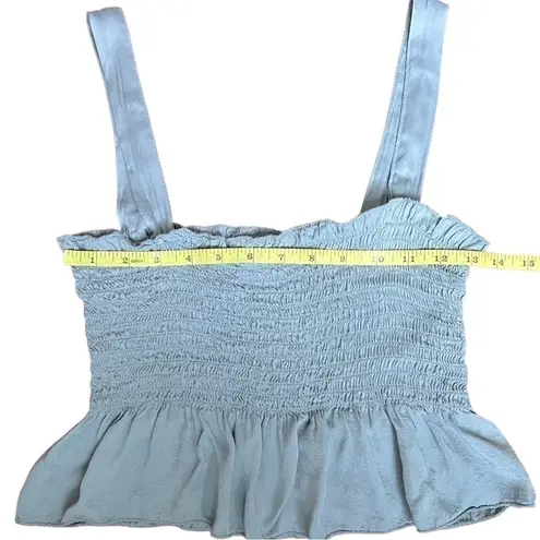 American Eagle Don’t Ask Why Blue Smocked Peplum Ruffle Hem Sleeveless Crop Cami Size undefined