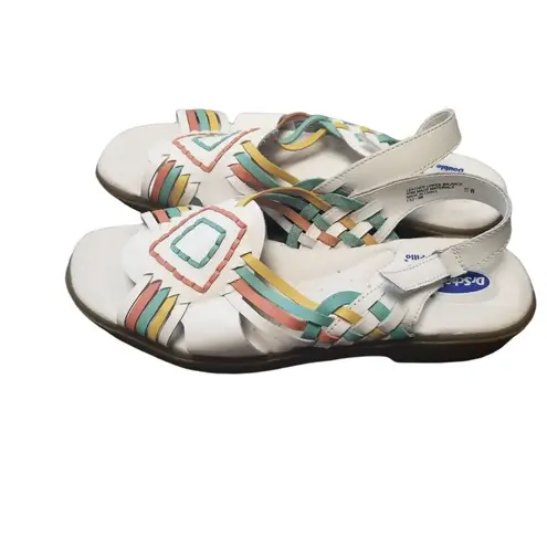 Dr Scholls Vtg Womens Huarache White Leather Aztec Santa Fe Strappy Sandal 11W Size 11