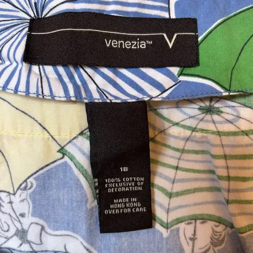 Venezia Lady's Umbrella Novelty Print Whimsical Artsy 100% Cotton Skirt Size 18 Multiple