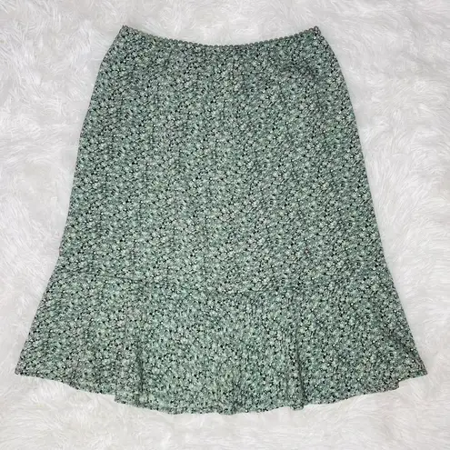 Vintage Blue Vintage Y2K  Grey/Green Floral Knee-Length Girly Skirt