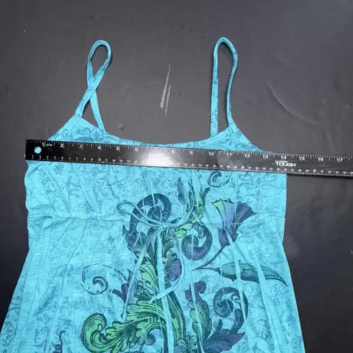 belle du jour Tank Floral Blue Paisley Babydoll Spaghetti Strap Y2K Mini Dress S