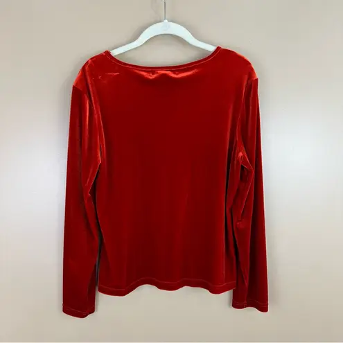 Dialogue Burnt Orange Velour Long Sleeve Top Shirt 14