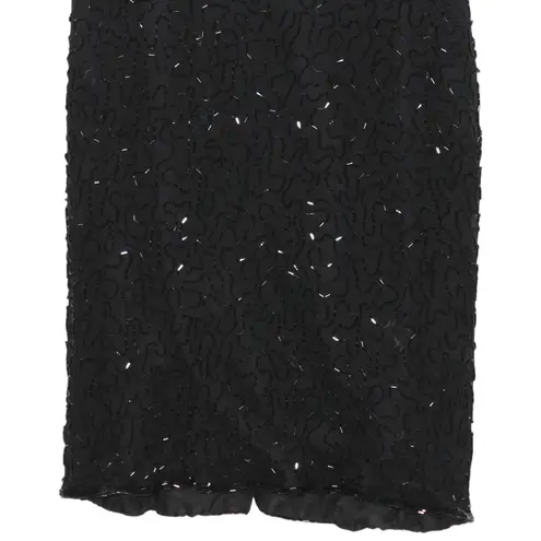 Laurence Kazar Black Sequin Covered Mini Dress Silver Details Large