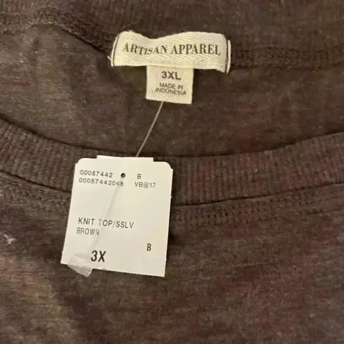 Artisan 🆕 Plus-size Basic 3/4 Sleeve Brown Knit Top 3X🆕