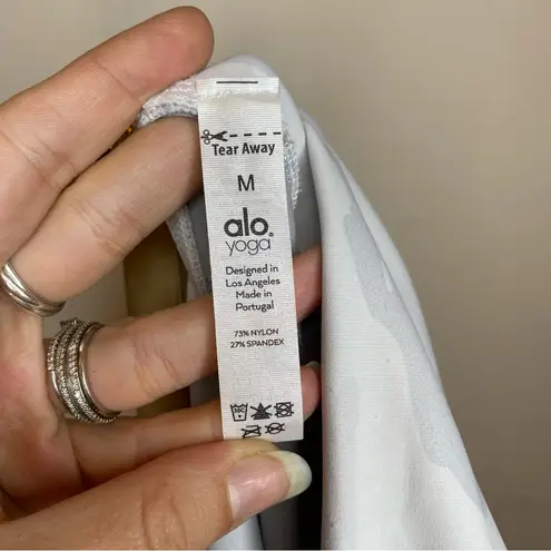 Alo Yoga  High Waisted Vapor Active Legging 7/8 Camo White/Gray Sz Medium READ
