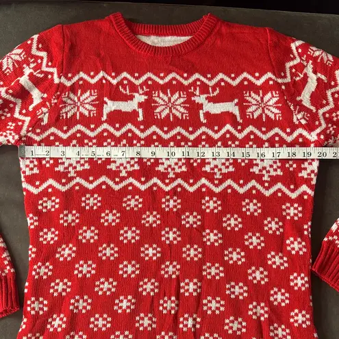 Women’s Christmas Holiday Sweater Dress and Beanie Size L Red Size L