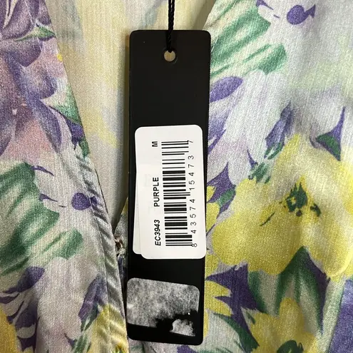 Beulah Floral Long Sleeve Tiered Mini Dresss Size M In Yellow And Purple