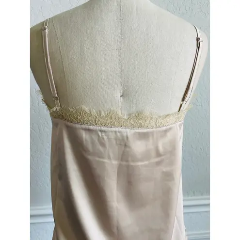Molly Bracken Champagne Satin Camisole Women’s Lace Trim Tank Top XS
