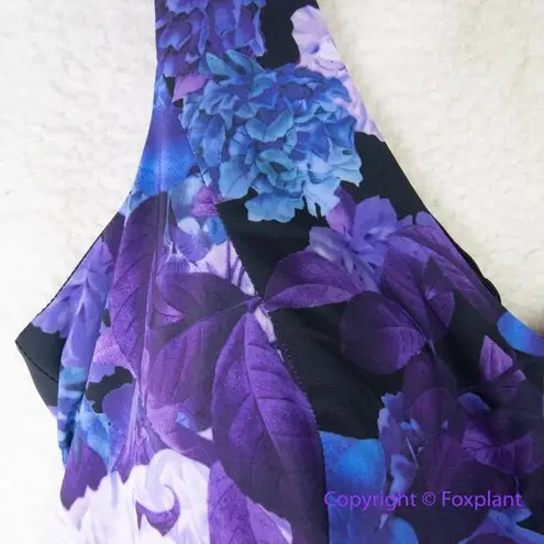 City Chic New! Hydrangea Fit & Flare Dress - black purple, women plus size 16