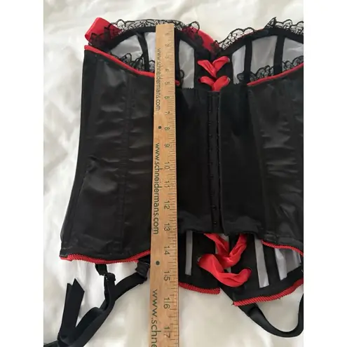 Frederick's of Hollywood Black Corset Top Size L Lace Up Burlesque Pirate Whimsy